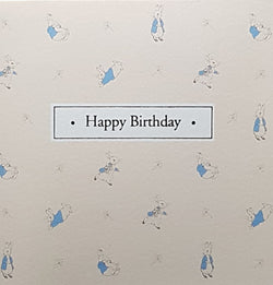 Birthday Card - A Lovely Rabbit In A Blue Jacket On A Cream Front