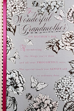 Grandmother Mothers Day Card - - Elegant Black & White Flowers