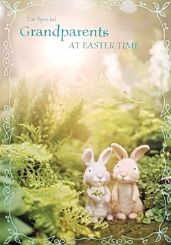 Easter Card - Grandparents / Two Bunny Rabbits With Sunlight Shining Through