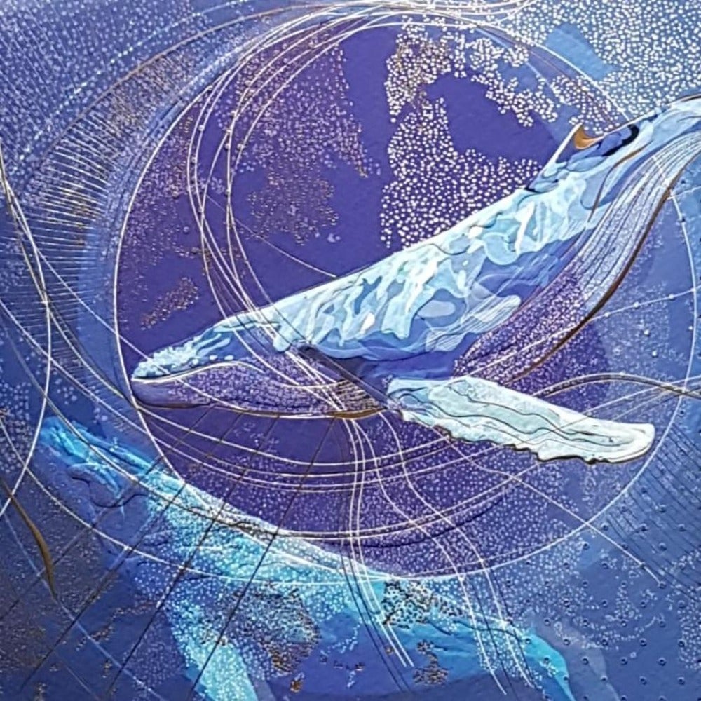 Blank Card - Two Humpback Whales & Artistic Design