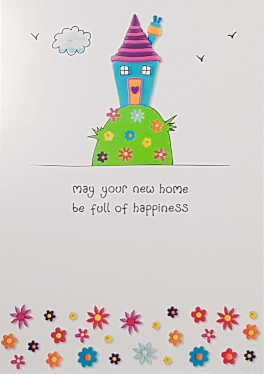 New Home Card - A Little Blue House On A Hill