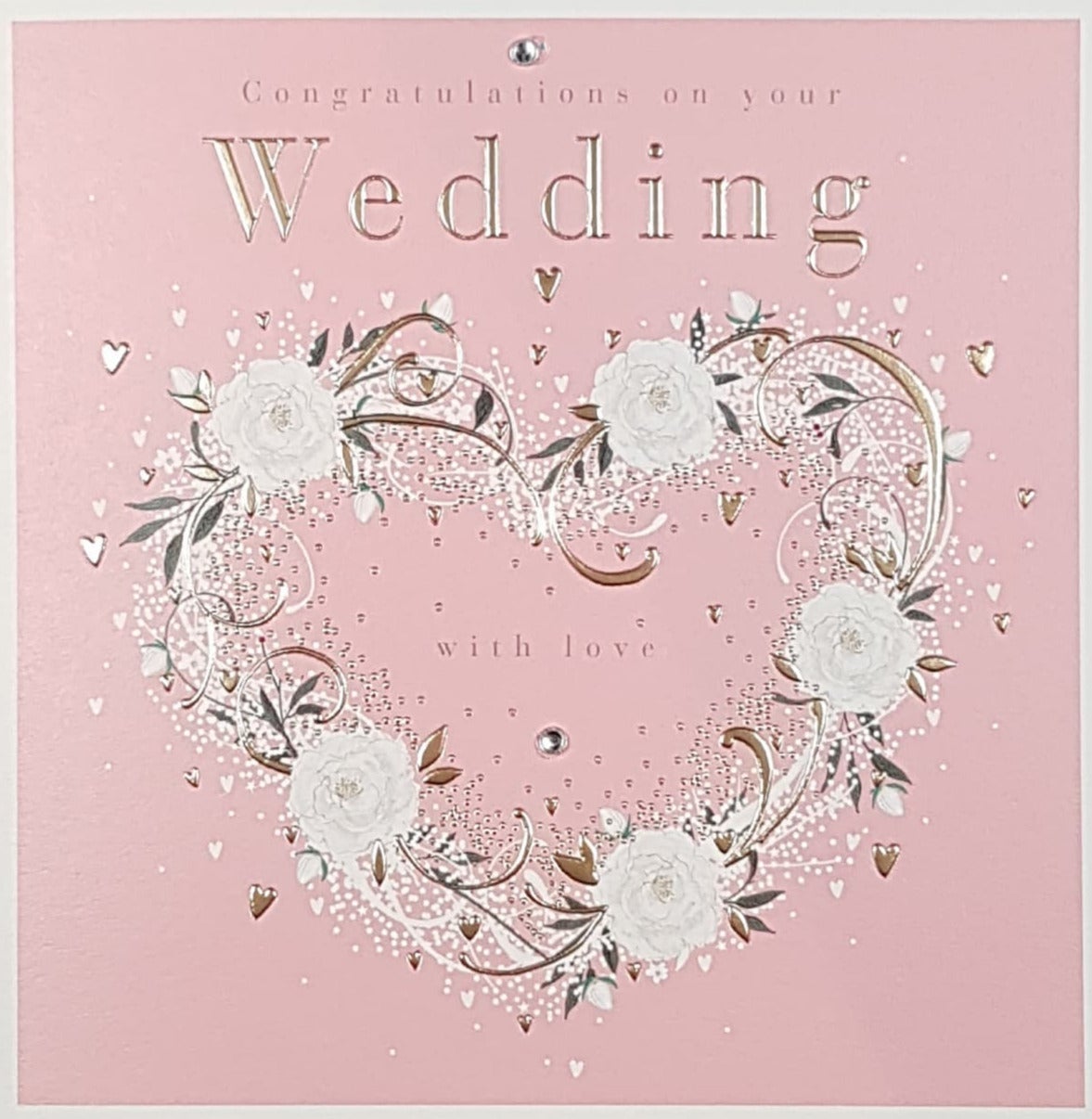 Wedding Card - General / A White Floral Heart On A Pink Background