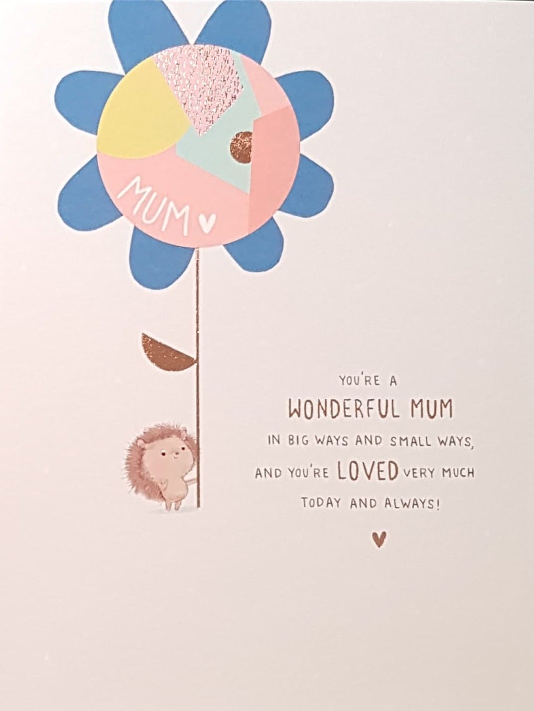 Birthday Card - Mum / You're A Wonderful Mum...& A Little Hedgehog