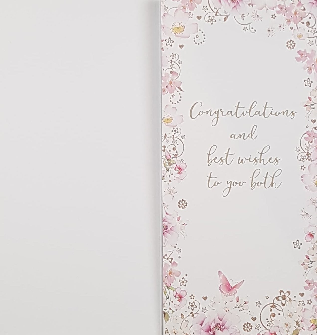 Wedding Card - Mr. & Mrs. / Pink Butterflies & Flowers