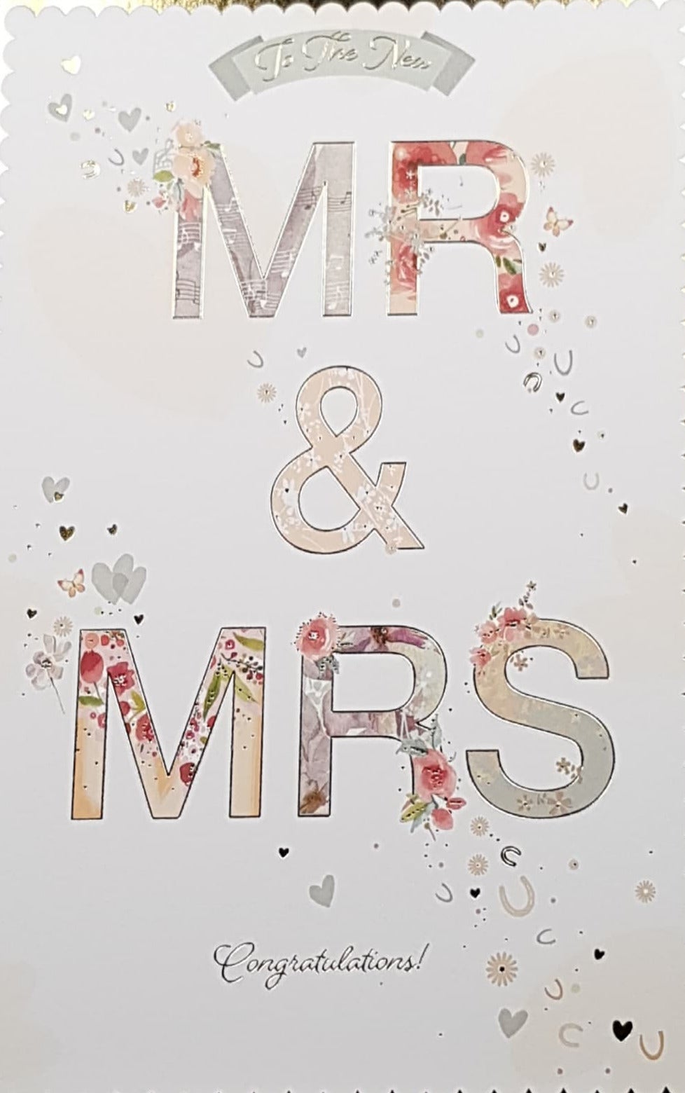 Wedding Card - Mr. & Mrs. / A Floral Decorated Font