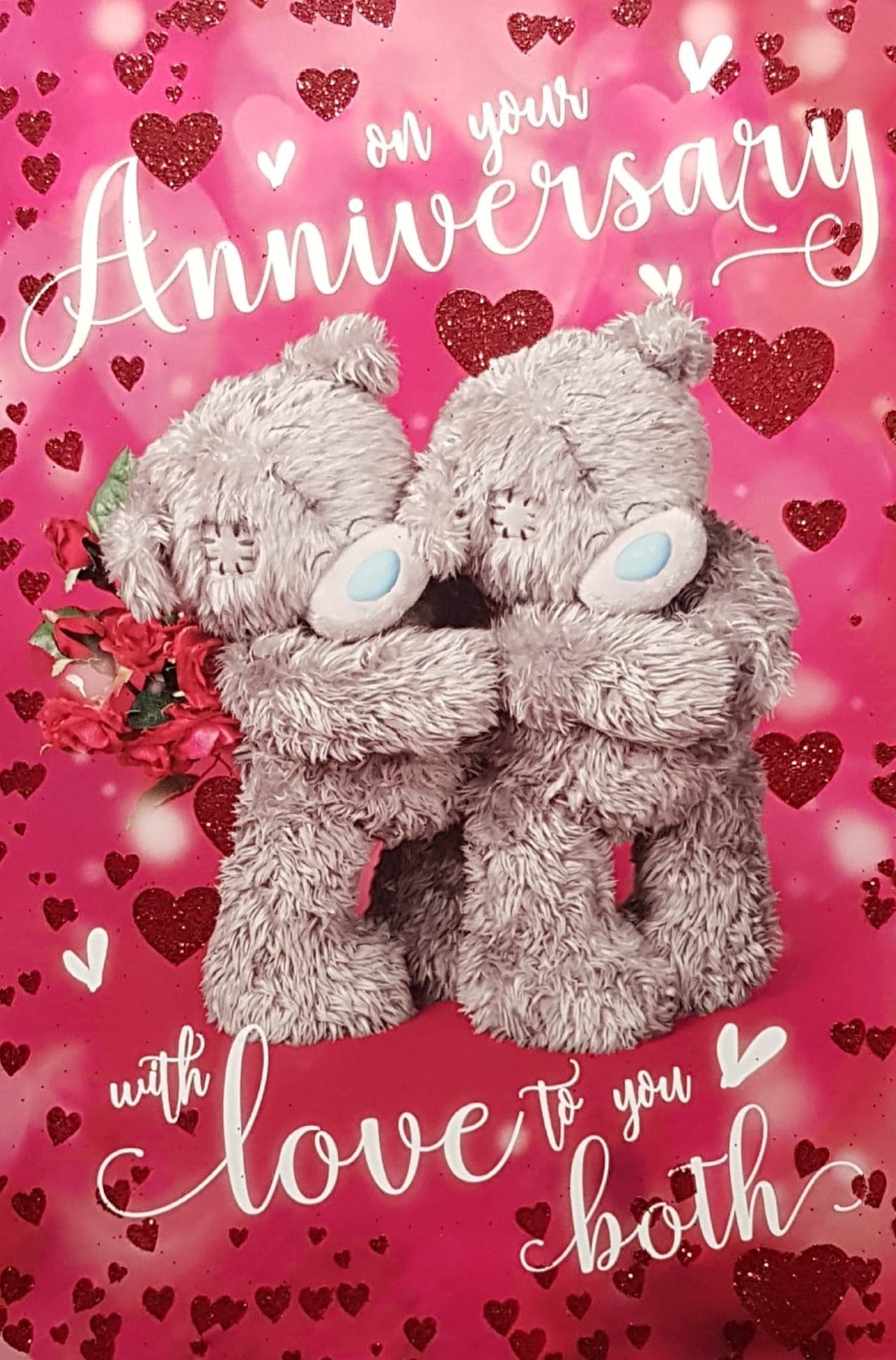Anniversary Card - To You Both / Red & Shiny Love Hearts