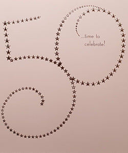 Age 50 Birthday Card - Gold Fifty On A Pink Front