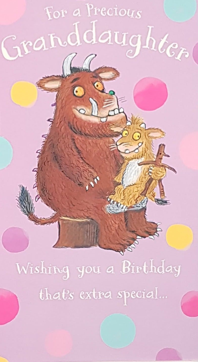 Birthday Card - Granddaughter / A Brown Beast & Pink Polka Dots