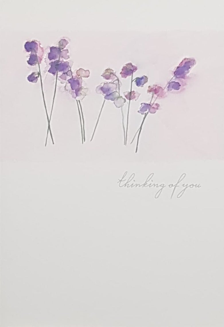 Thinking Of You Card - Artistic Purple Flowers