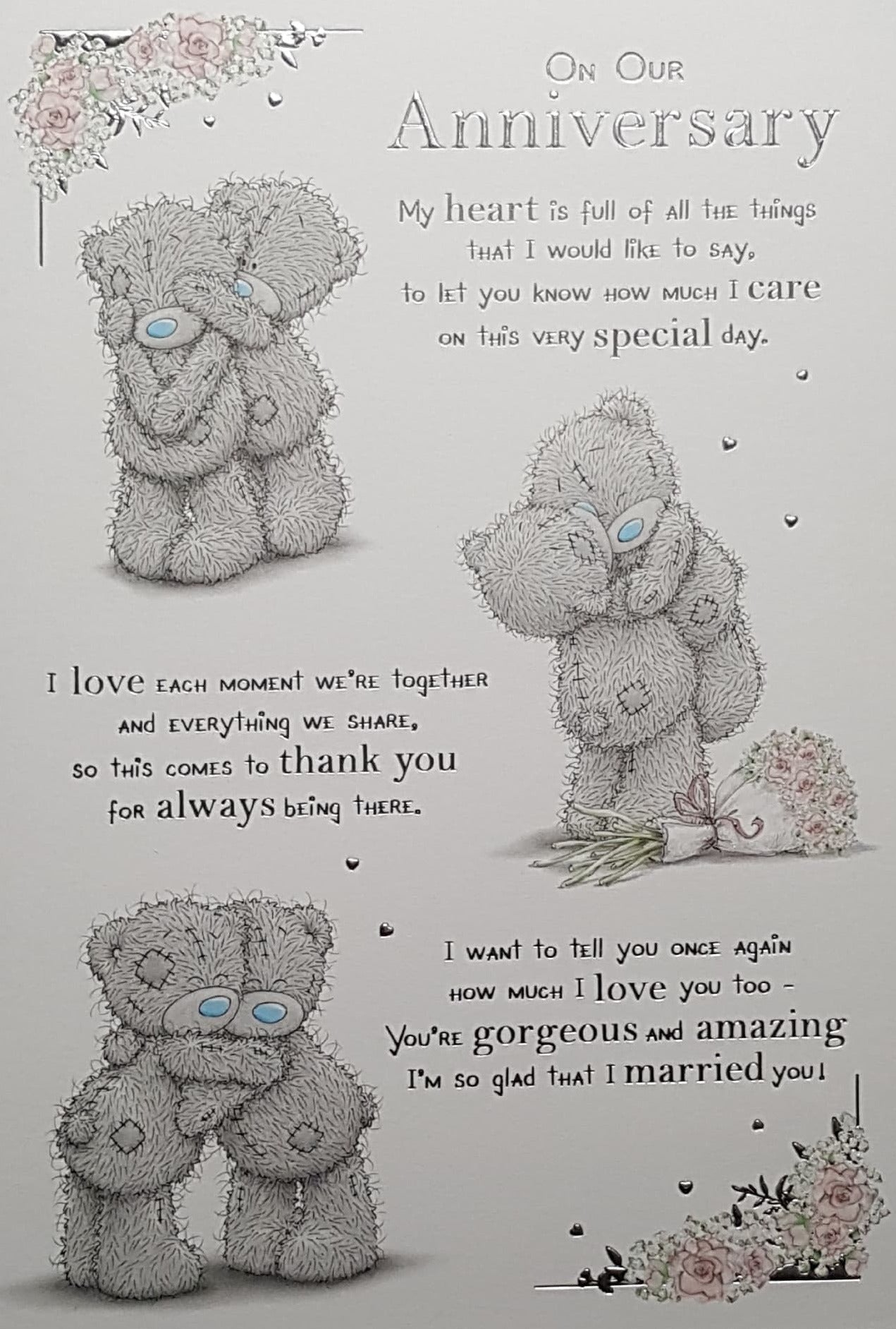 Anniversary Card - Cute Teddy Couple & Verses