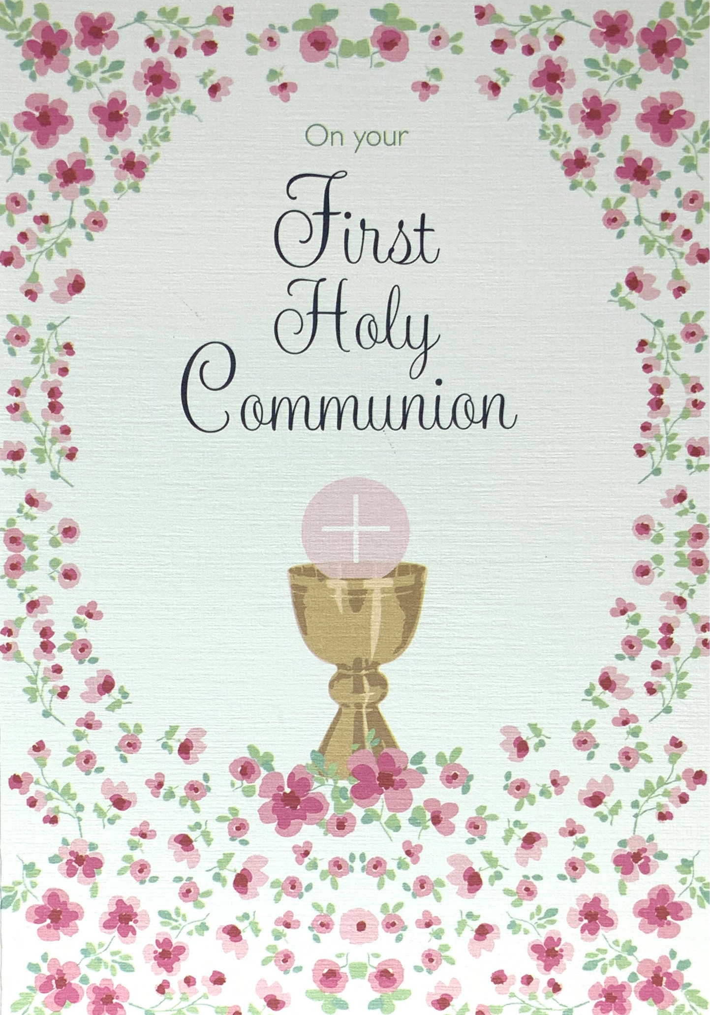 Communion Card - Floral Frame (Girl)