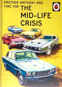 Birthday Card - Five Classic Cars On A Yellow Front