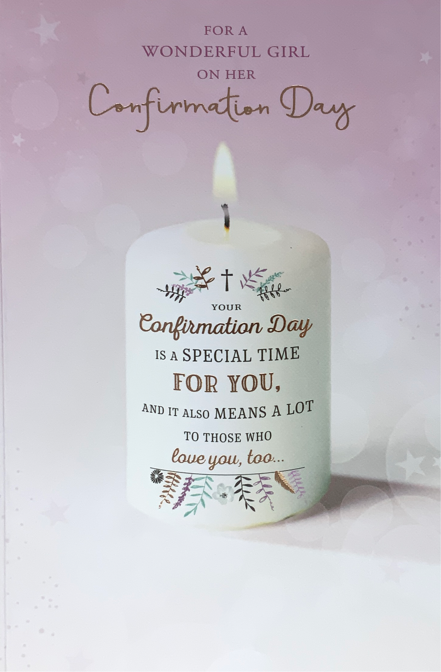 Confirmation Card - White Candle (Girl)