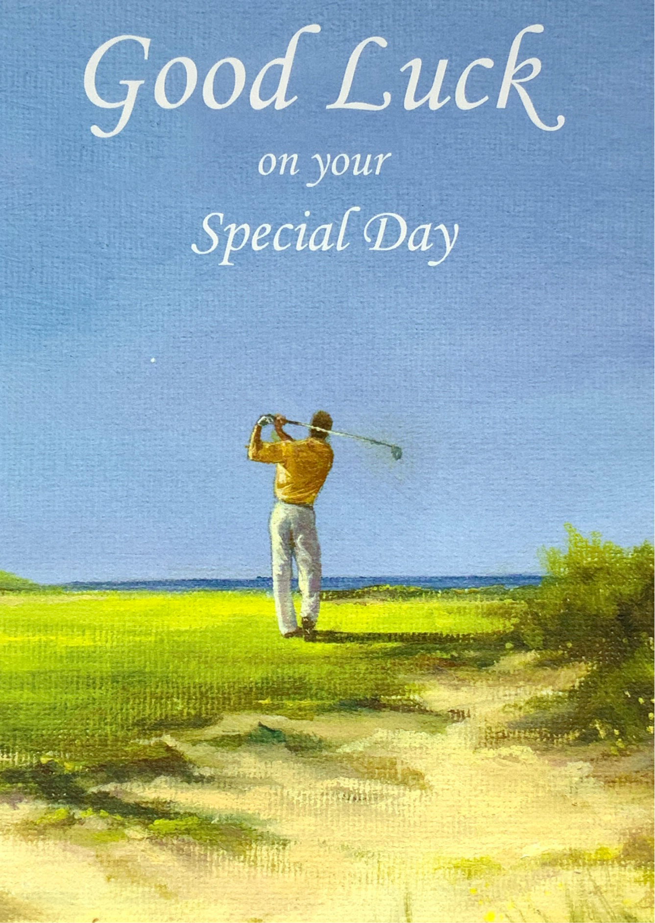 Good Luck Card - Golfer On The Sea Front