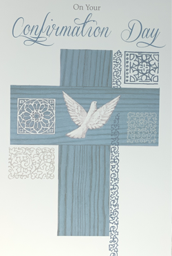 Confirmation Card - The Blue Cross & Celtic Ornaments (Boy)