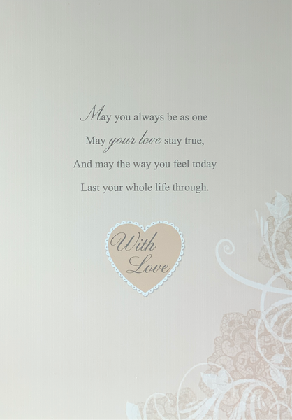 Wedding Card - Nephew & Your Wife / A White Floral Heart On A Pink Fro ...